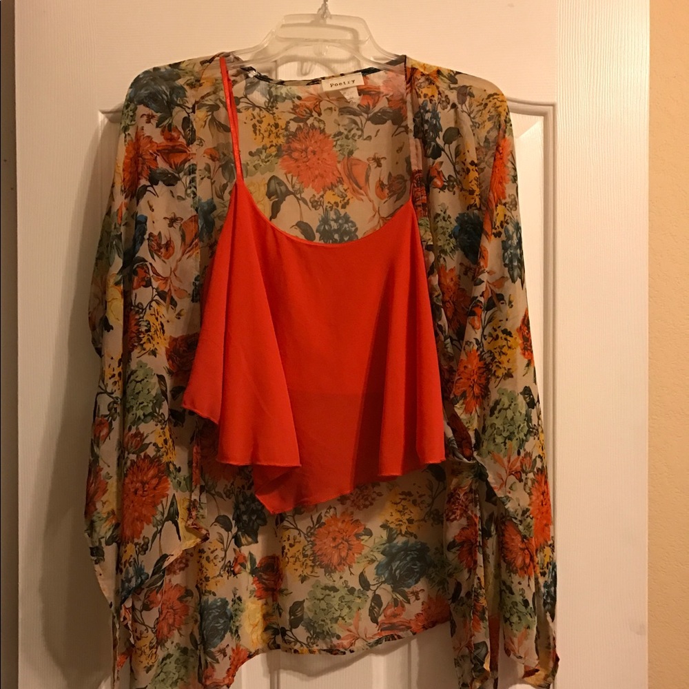 Tank crop top and floral cover up