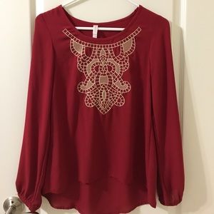 Xhilaration Long Sleeved Red Top
