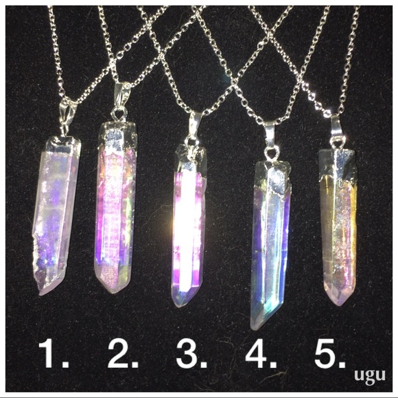 Angel Titanium Druzy Quartz Crystal point w/silver - Picture 7 of 7