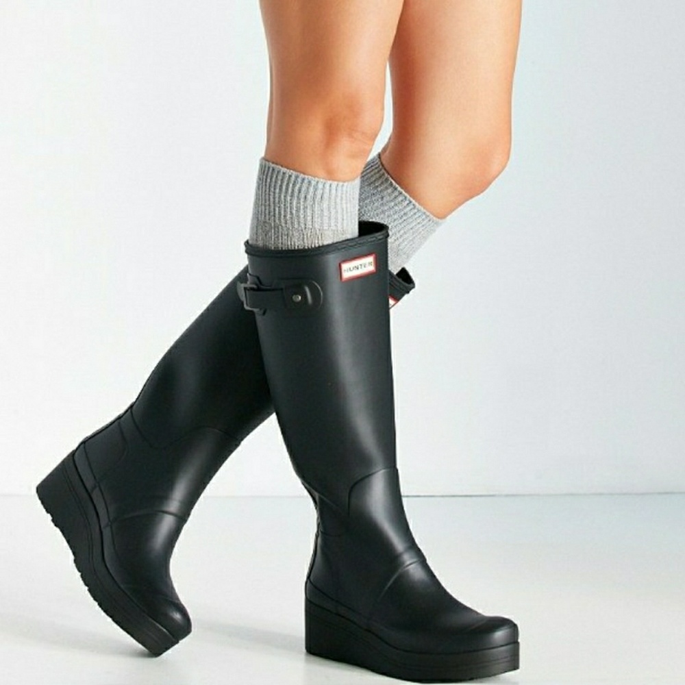 Hunter Original Low Wedge black Rain Boot - Picture 2 of 7