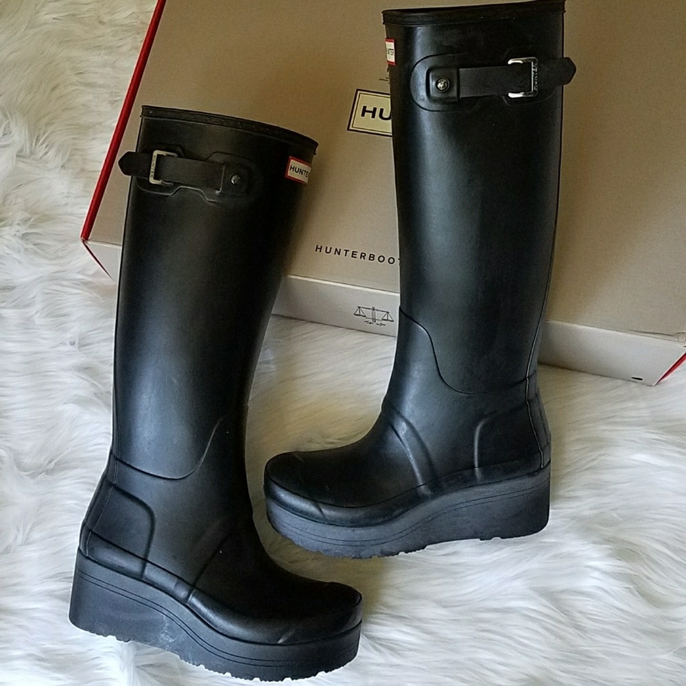 Hunter Original Low Wedge black Rain Boot - Picture 4 of 7