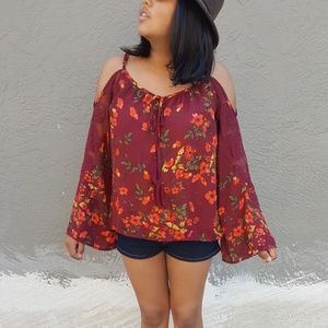 RED AND ORANGE FLORAL TOP