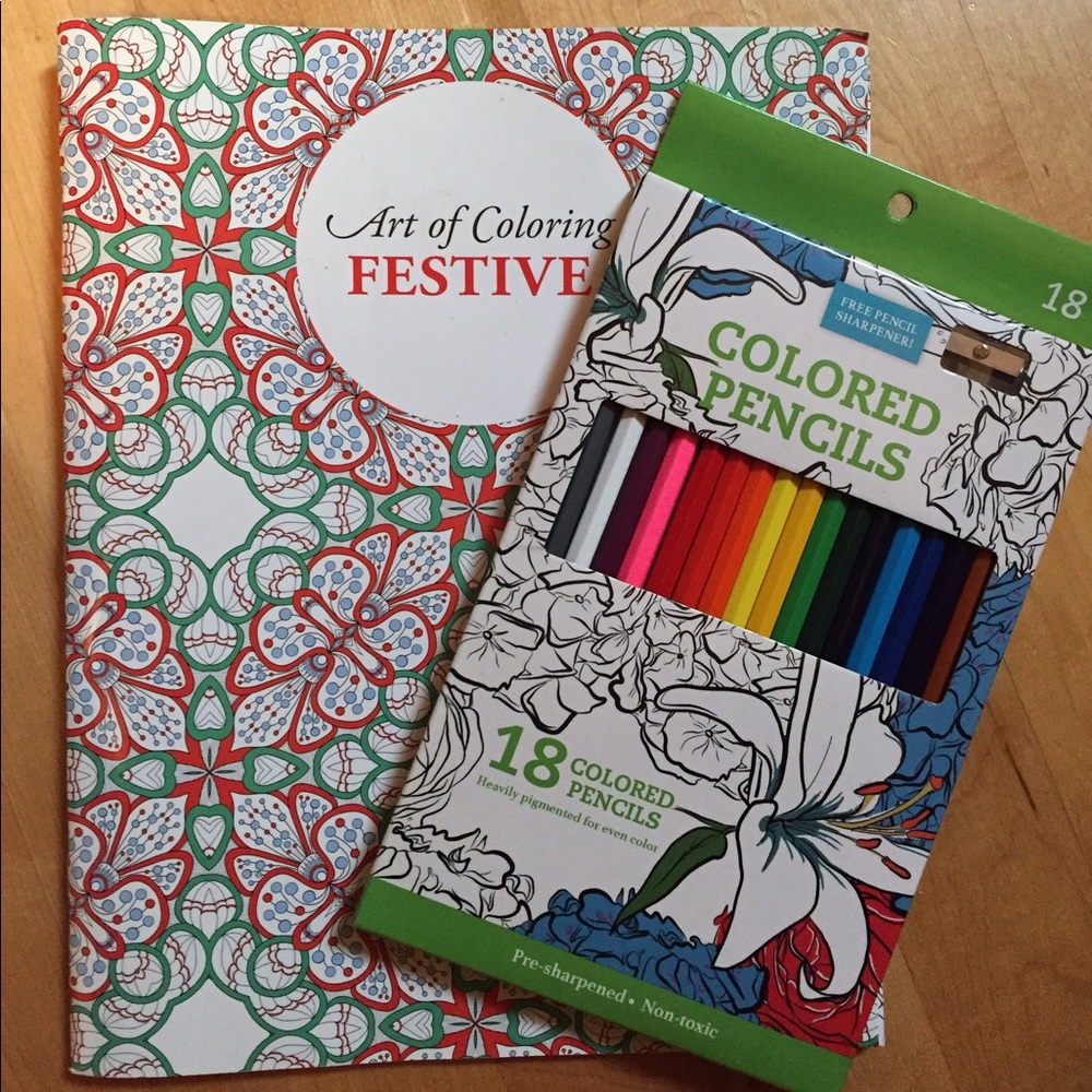 Coloring book and pencils