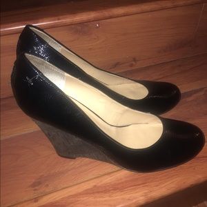 Nine West Black Patent Leather Wedges