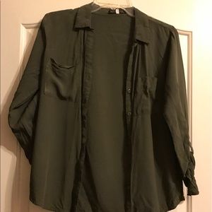 Dark olive green blouse.