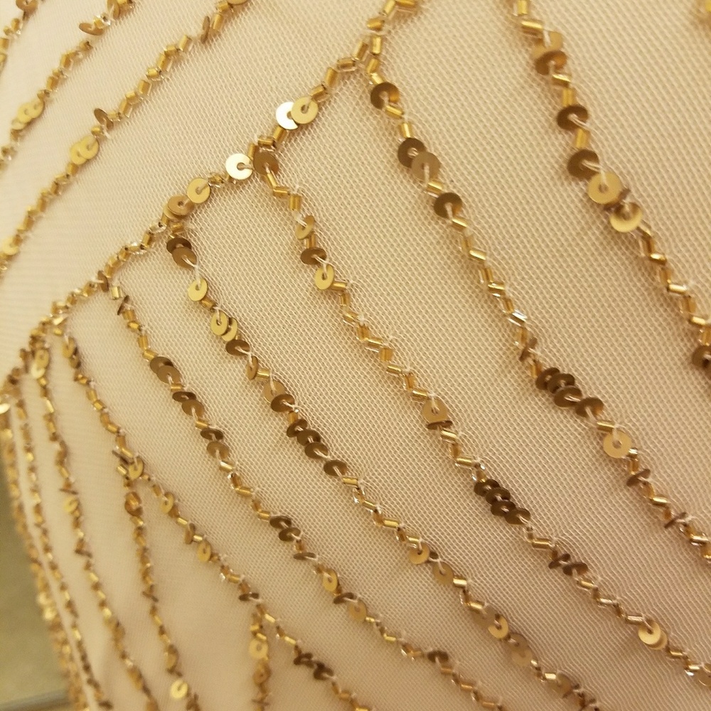 Adrianna Papell Blouson Beaded Gown in Almond Gold - Picture 3 of 3