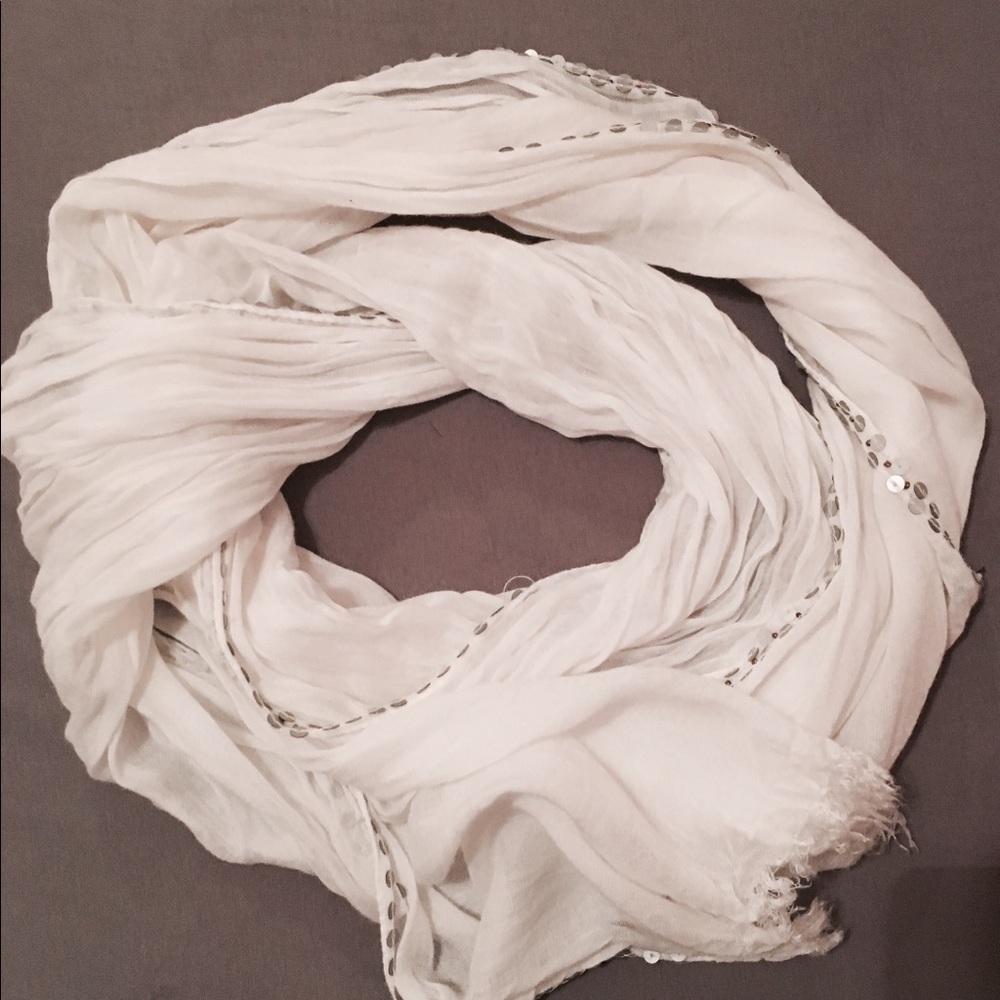 Maurices thin summer scarf, cream color w/sequins