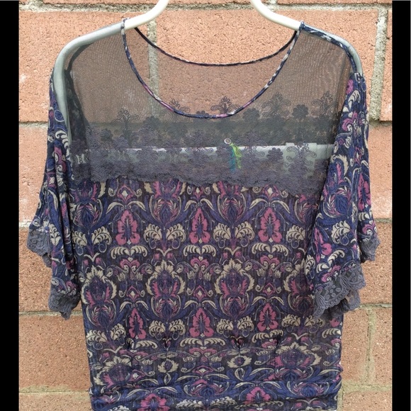 Free People Tops - FREE PEOPLE mesh blouse with yoke back