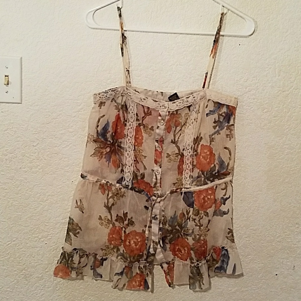 Beige floral tank