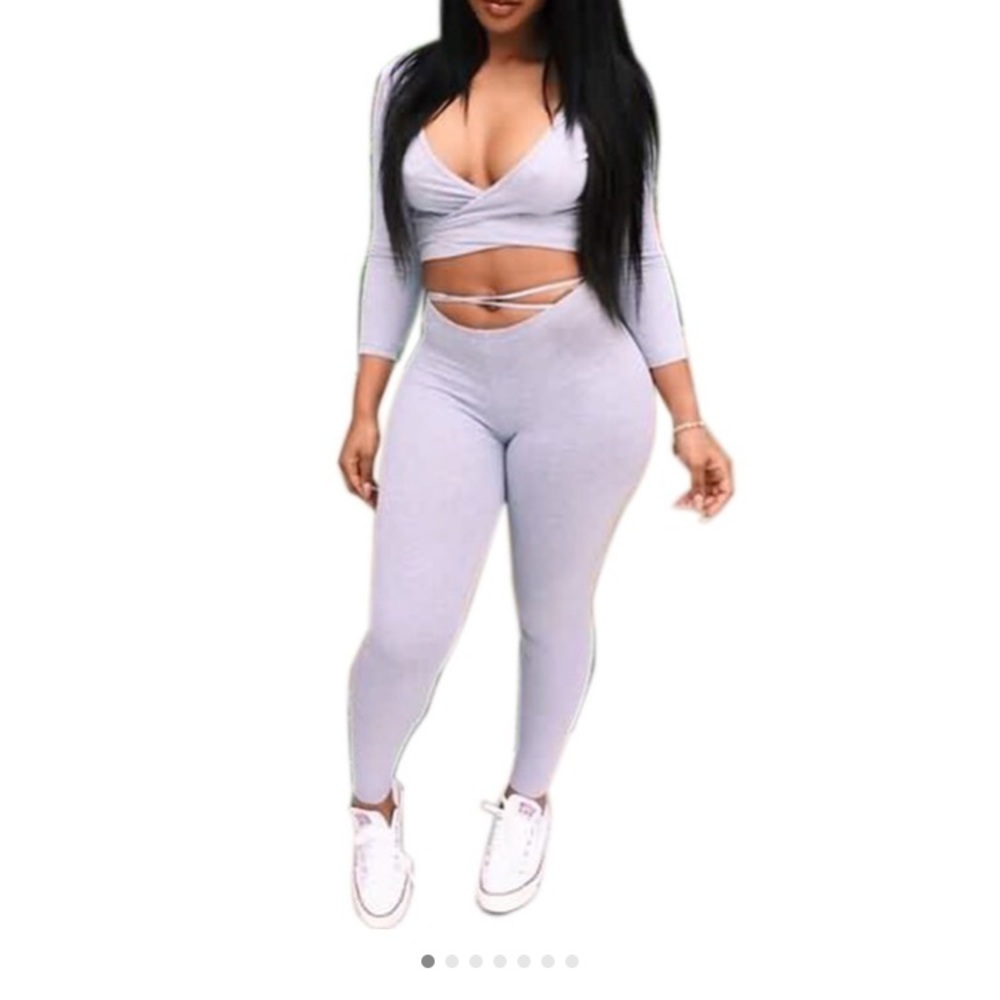 Grey 2 piece summer/fall tie up  outfit