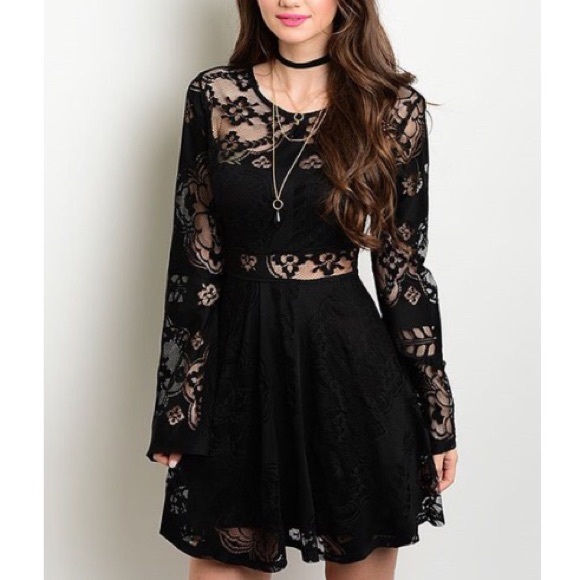 Forla Dresses & Skirts - Black Lace Fit & Flare Dress