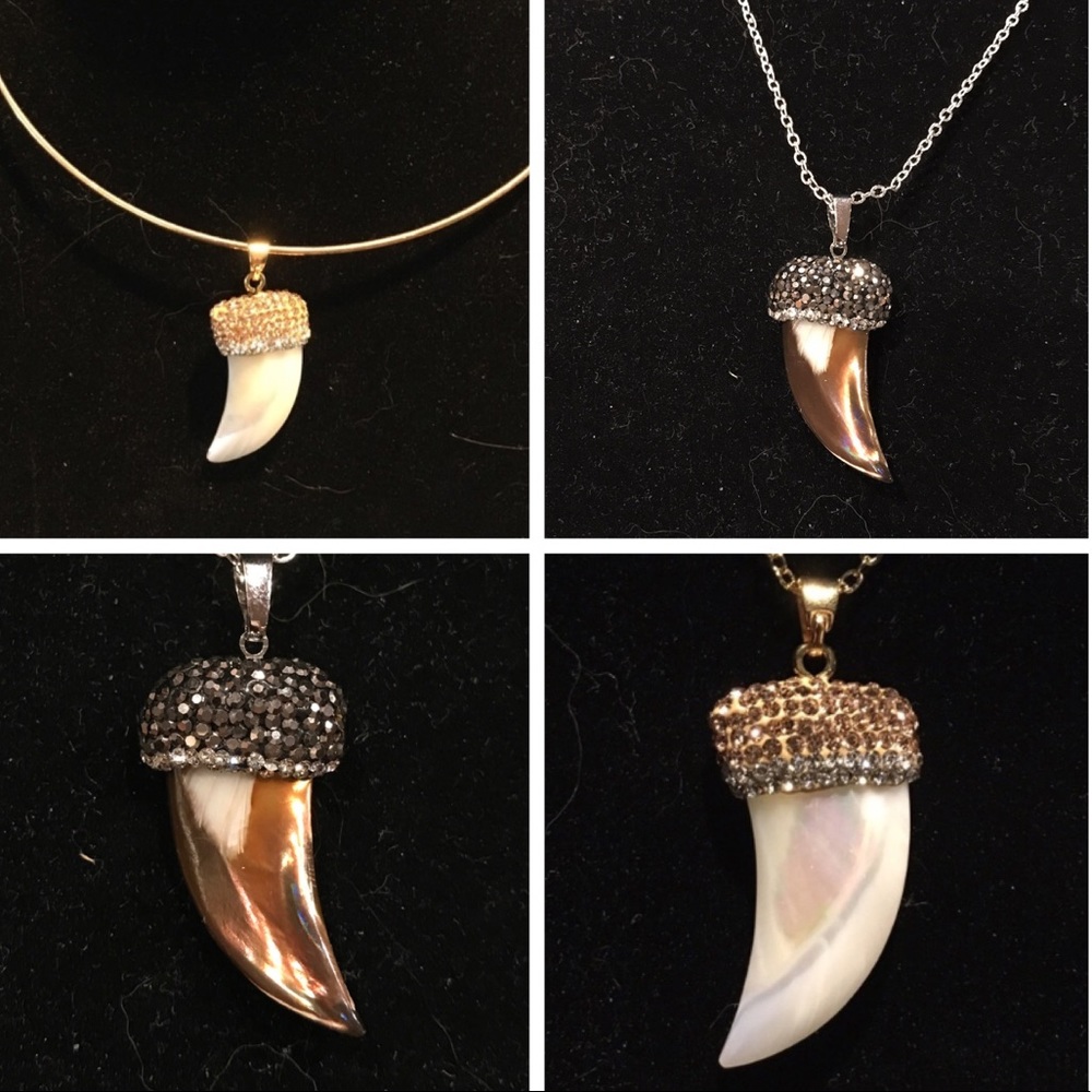 Natural shell horn w/pave champagne & clear cryst.