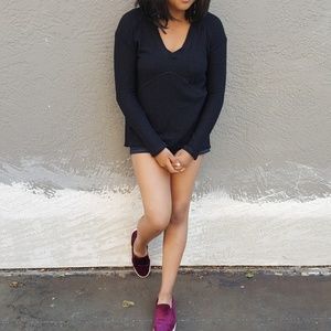 BLACK SWEATER WITH SLIT DETAIL