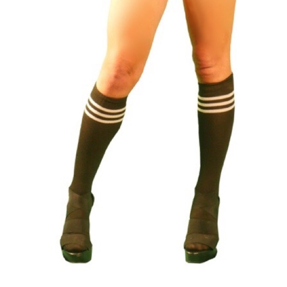 Knee-high Athletic Socks with stripes. NWT. OS