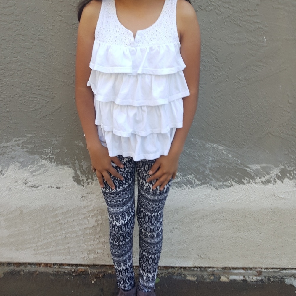 GIRL BLACK AND WHITE PRINTED LEGGINGS