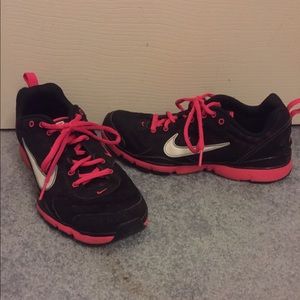 Pink and black nikes