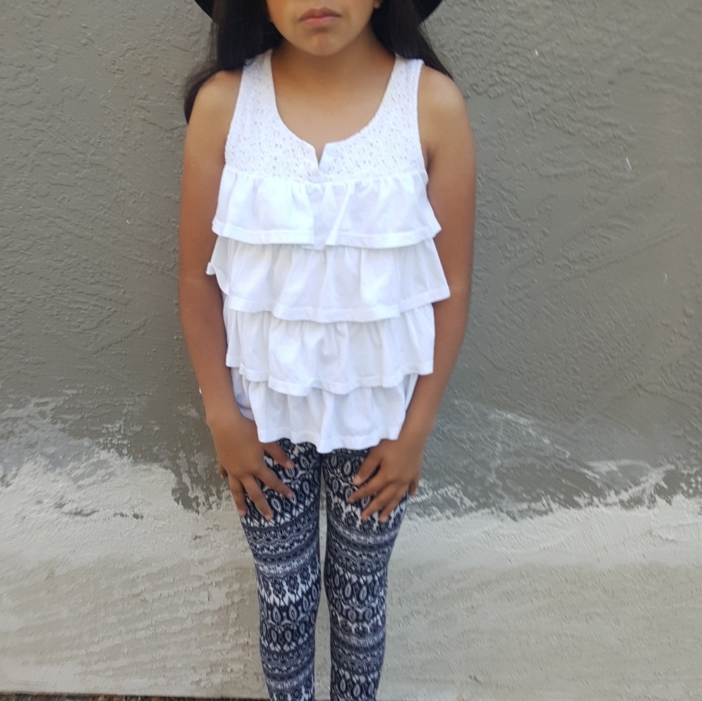 GIRLS RUFFLED WHITE TOP