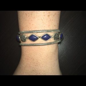 Navy and Sliver Bracelet