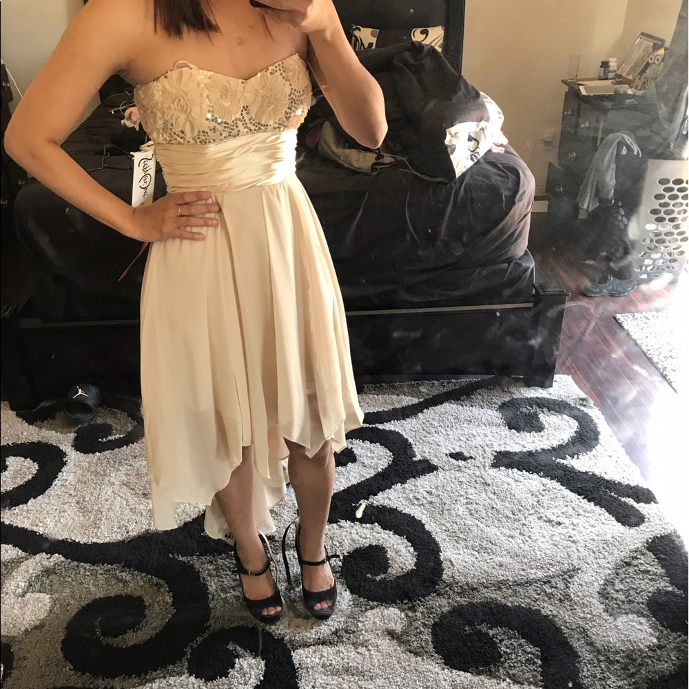 Prom/wedding dress gold and nude color