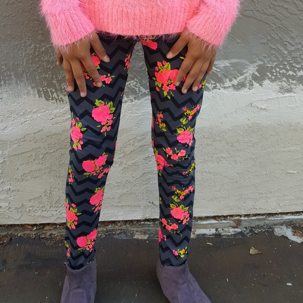 GIRLS FLORAL PRINTED LEGGINGS