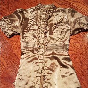 Gold button down shirt size L