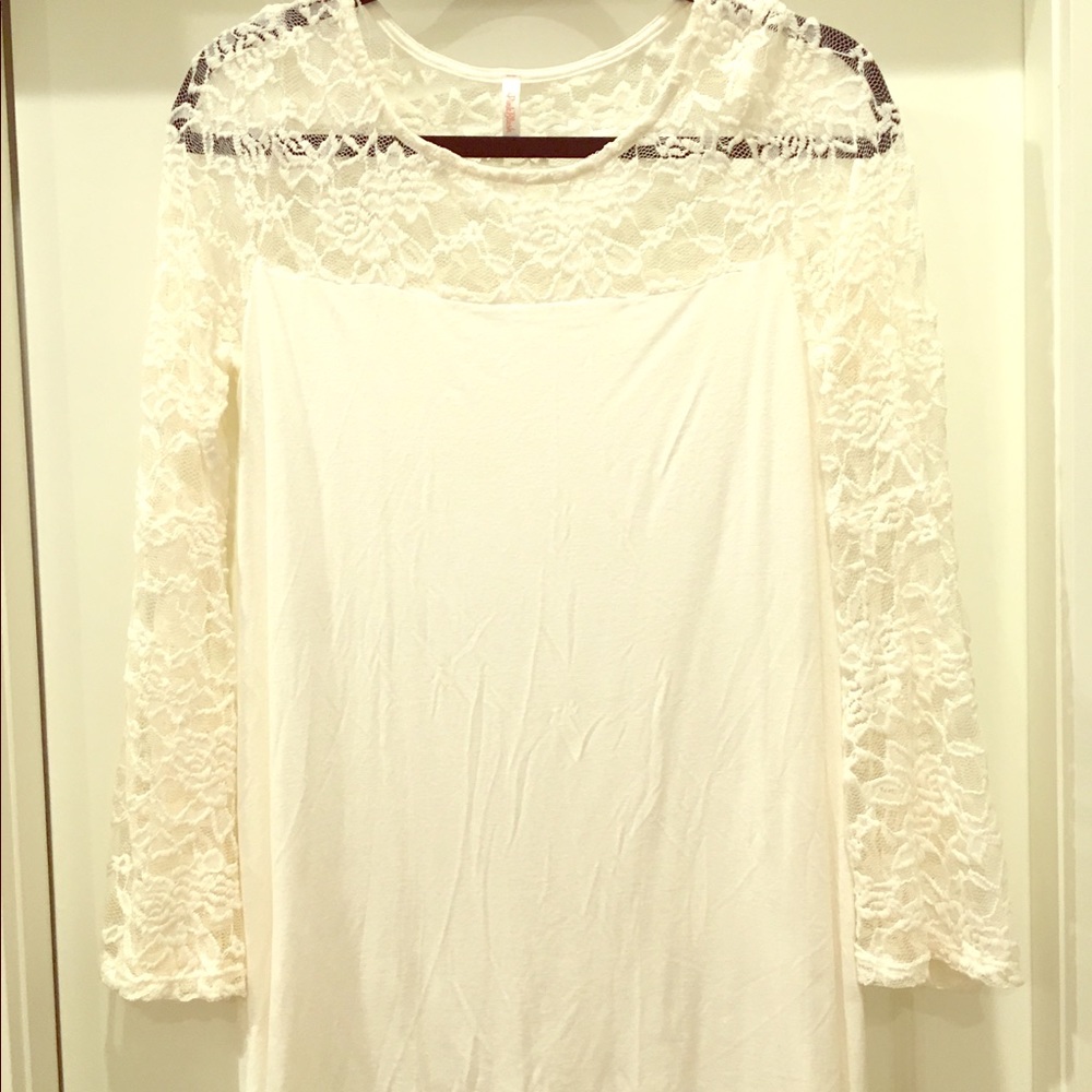 Maternity White shoulder lace long sleeve top