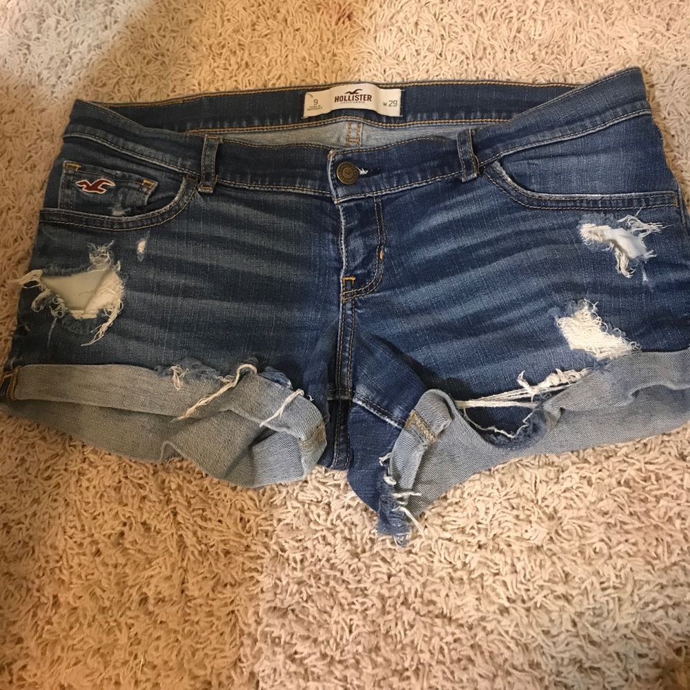 Distressed jean shorts