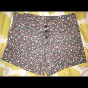 Flower Print High Waisted Shorts