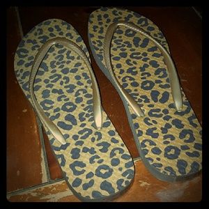 NEW! Leopard Print Flip Flops - Size 7/8
