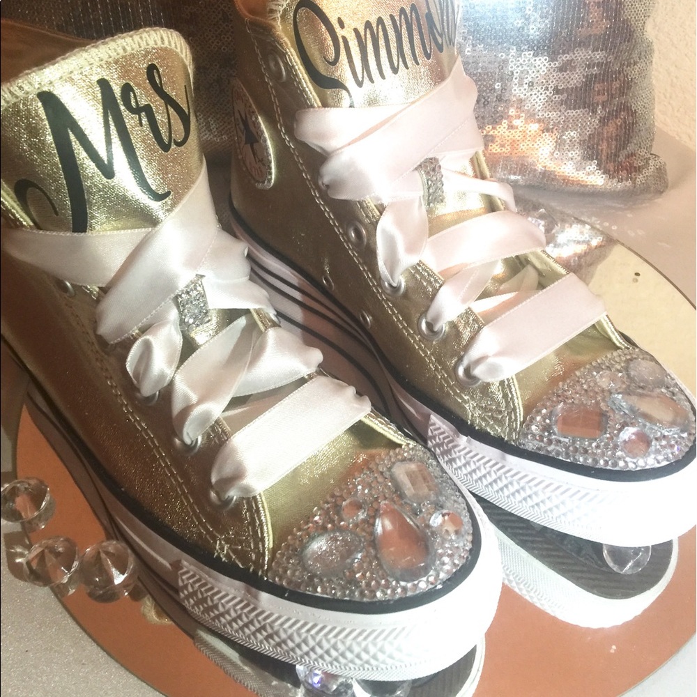 Custom Gold Bling Wedding Converse
