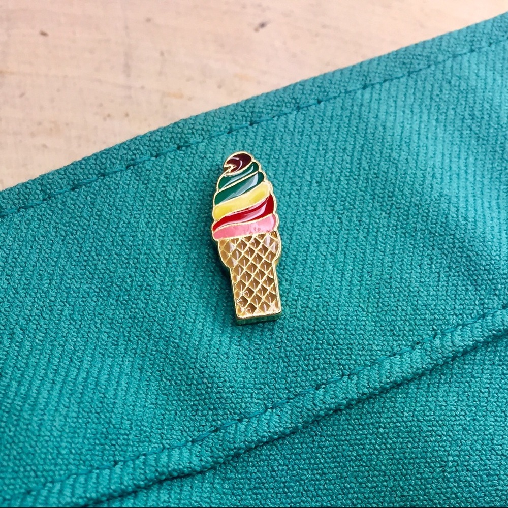 Rainbow swirl ice cream cone individual enamel pin