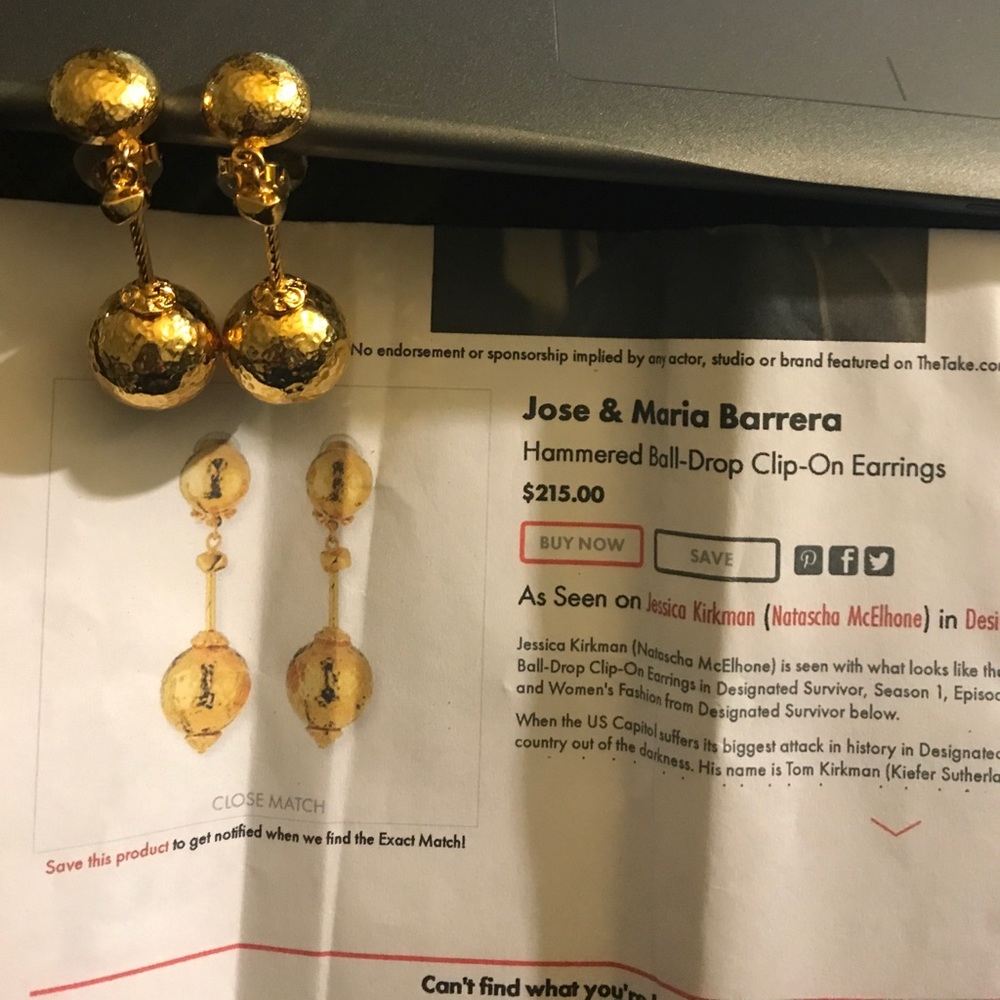 Jose & Maria Barrera Hammered ball drop clip ons