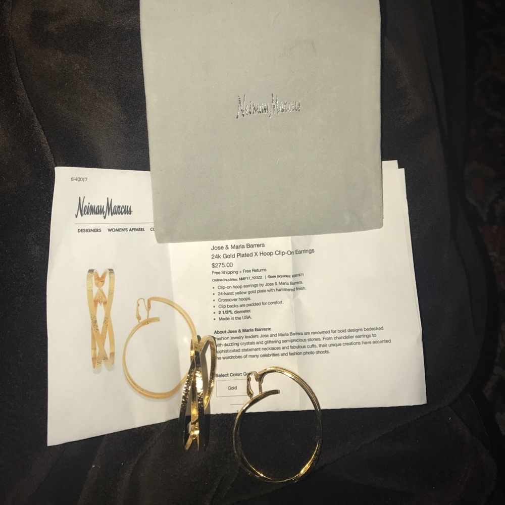 Jose &Maria Barrera 24kt Gold plated hoop clip on