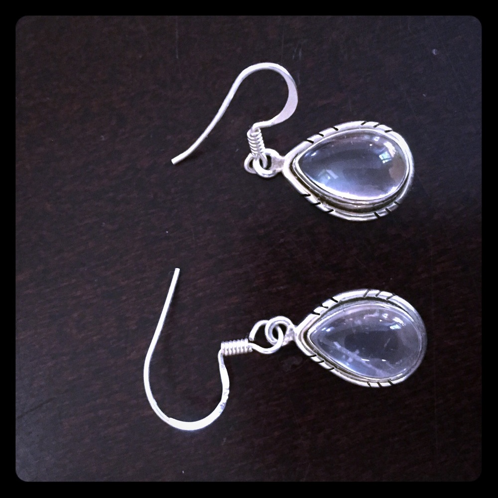 Handmade sterling silver rose quartz earrings