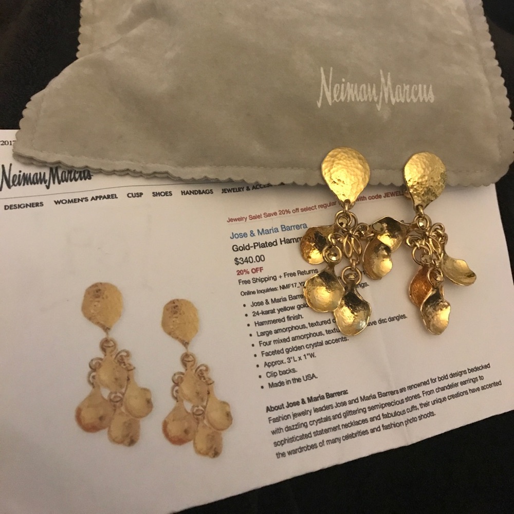 Jose &a Barrera 24 Kt gold hammered disc clip on