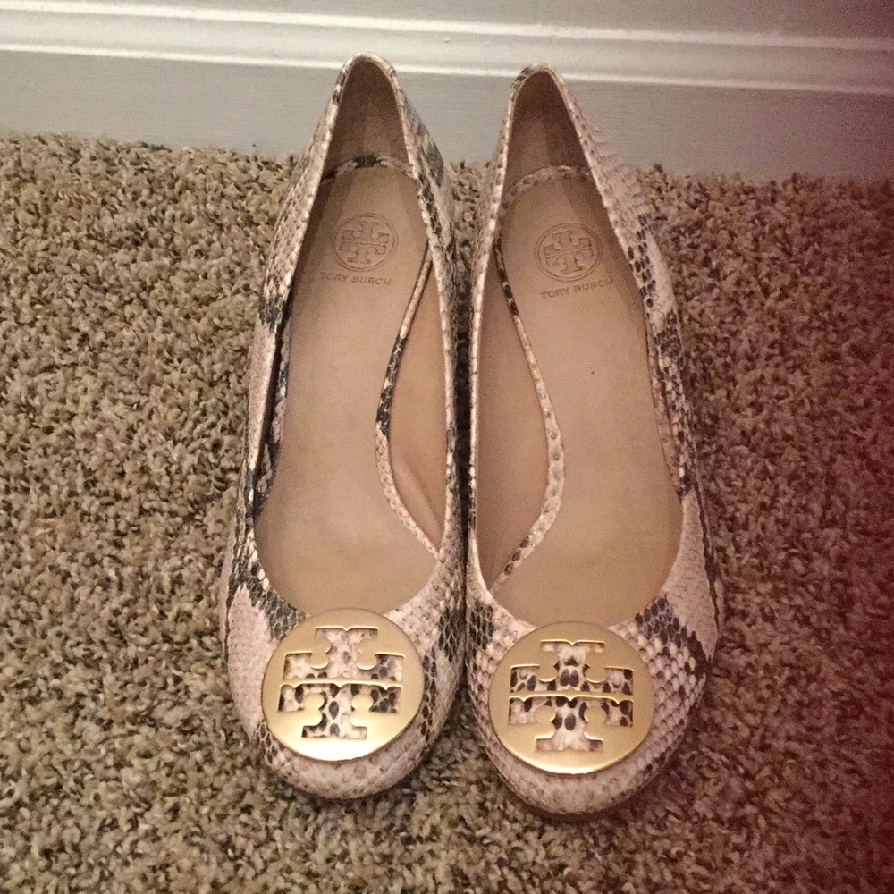 Tory burch animal skin wedges