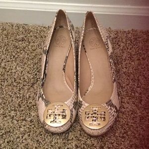 Tory burch animal skin wedges