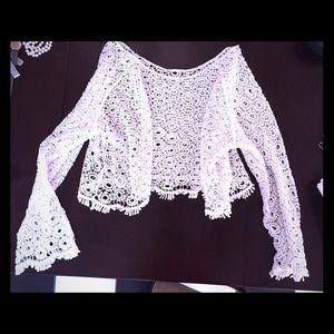Hand-crocheted cropped top with scallop hem detail