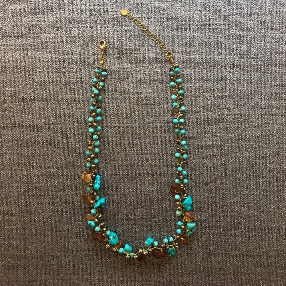 Turquoise & amber necklace