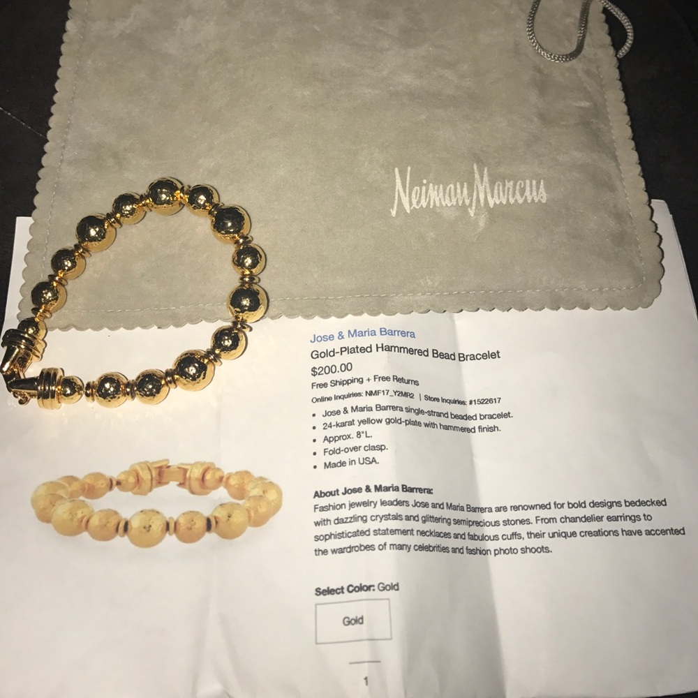 Jose & Maria Barrera 24 karat gold bead bracelet