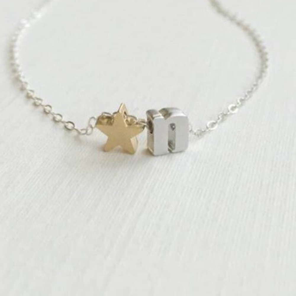 CUSTOM lowercase INITIAL w/ ⭐️ PENDANT NECKLACE - Picture 2 of 3