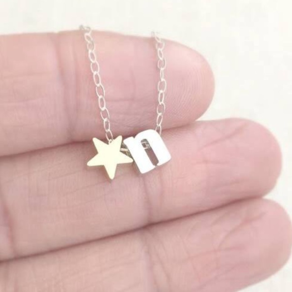 CUSTOM lowercase INITIAL w/ ⭐️ PENDANT NECKLACE - Picture 3 of 3
