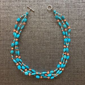 Turquoise and coral necklace