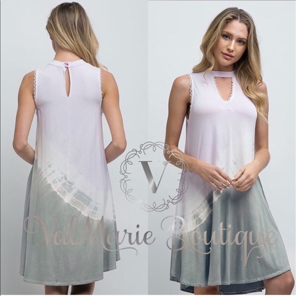 tie dye accent choker dress - Picture 3 of 4