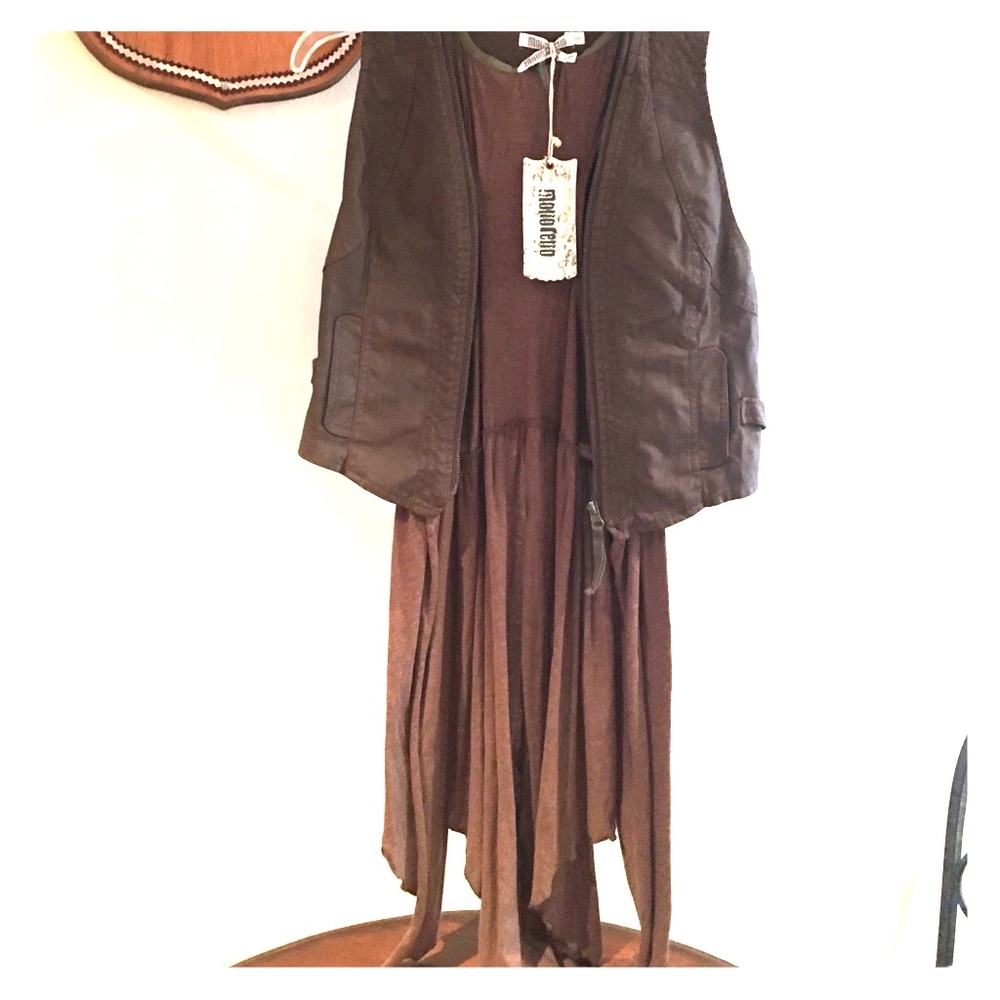 Brown vest with high low layer