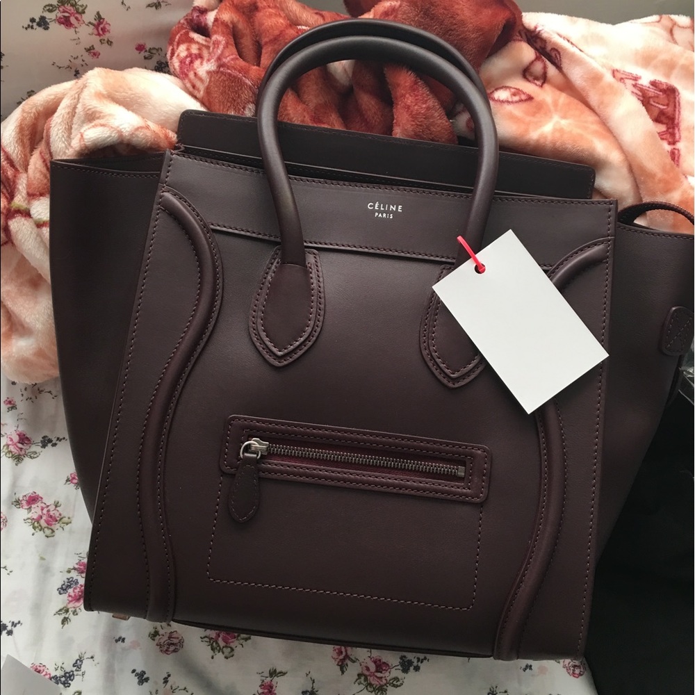 Celine Mini Luggage Burgundy