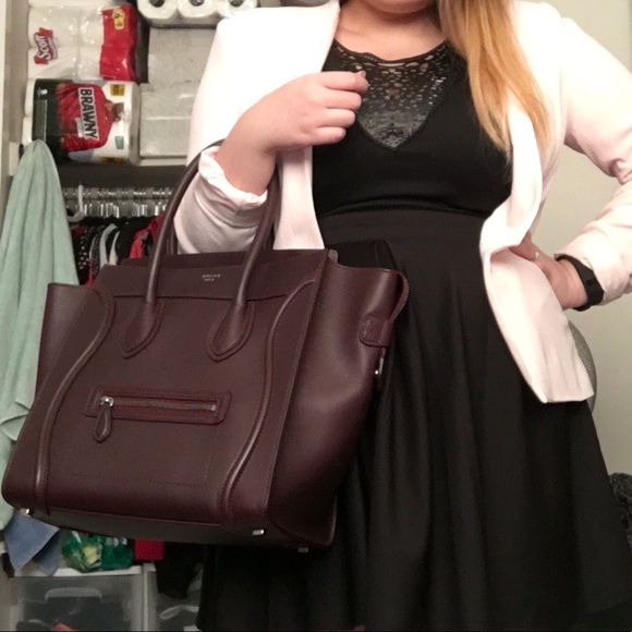 Celine Mini Luggage Burgundy