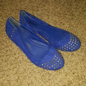 Cobalt blue studded flats