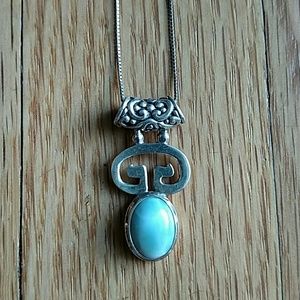 Larimar stone pendant set in 925 silver