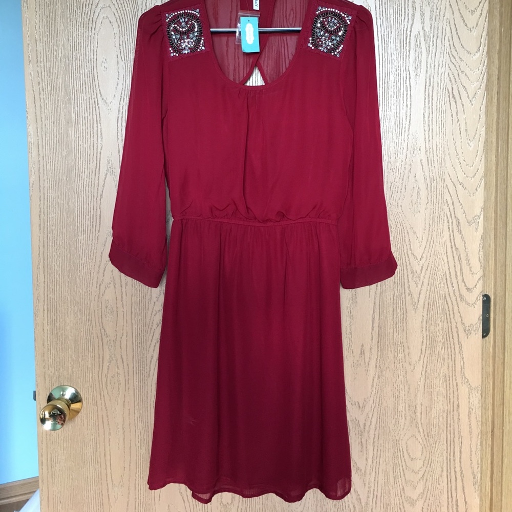 Maurice's Red Dress with Detailed Shoulders